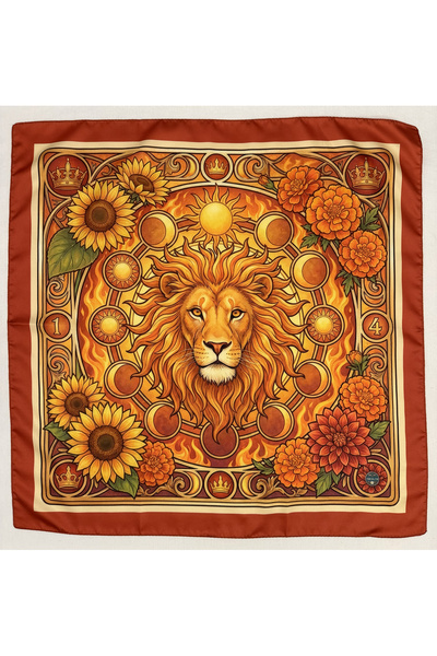 Time in a Tin وشاح بتصميم حريري من الساتان خاص برج الأسد