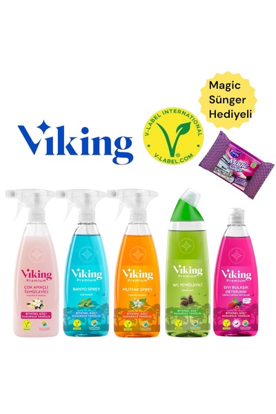 Viking Premium 5'li (mutfak,banyo,çok Amaçlı ,wc Temizleyici,bulaşık Deterjanı Orman Meyveleri)+ Magic