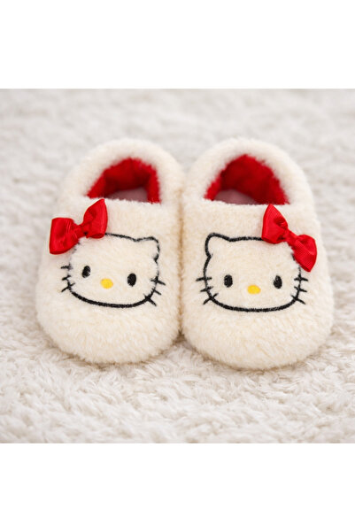 Aiw HelloKitty Kedi Figürlü Sevimli Çocuk Bebek Peluş Panduf-Anaokulu,Kreş,Ev,Rahat,Sessiz,Kaymaz Taban