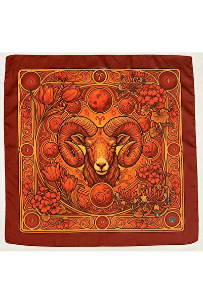 Time in a Tin Koç Burcuna Özel İpeksi Saten Tasarım Fular