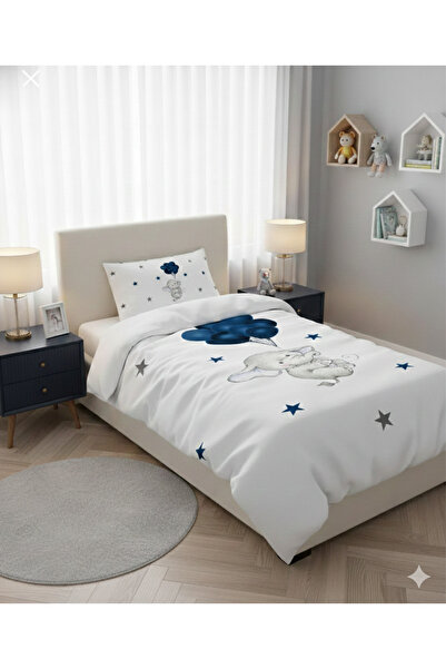 MEKTA HOME BEBEK VE ÇOCUK ODASI Filli Mavi Balon Desenli Nevresim Takımı