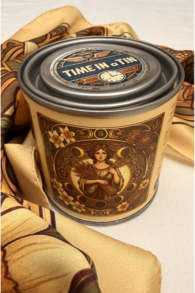 time in a tin retro 1960 Başak Burcuna Özel İpeksi Saten Tasarım Fular-Retro ...