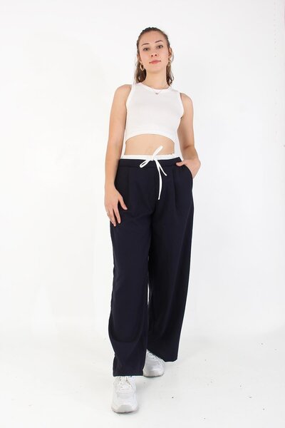 Mckanzie 6555 (N-2148) Double Belted Wide Leg Trousers