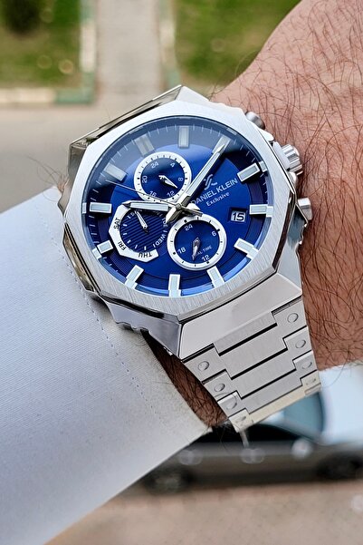 Daniel Klein Kadranı Lacivert Kordonu Gümüş Renk Hediye Paketli 45 mm Erkek K...