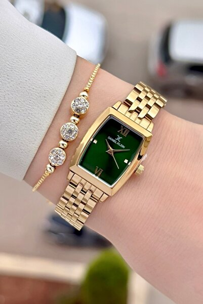 Daniel Klein Kadranı Yeşil Kordonu Altın Renk 2 Yıl Garantili 26 mm Kadın Kol...