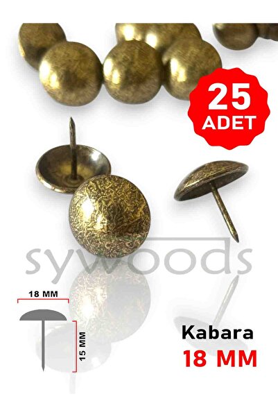 sywoods 25 Adet 18 mm Düz Antik Kabara Raptiye Hobi Çivisi Koltuk Çanta Tasar...