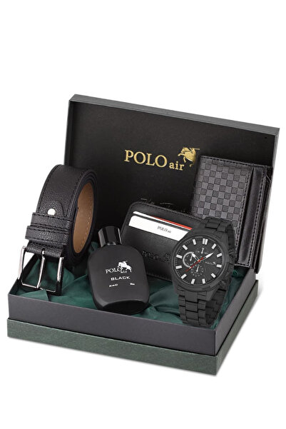 Polo Air Erkek Kol Saati Kemer Cüzdan Kartlık Parfüm Özel Kutusunda KPL-0778E1