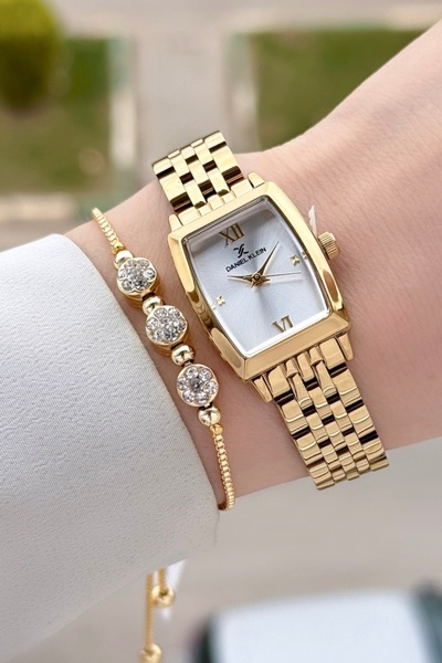 Daniel Klein Gold Renk 26 mm Kadın Kol Saati ve Hediye Bileklik