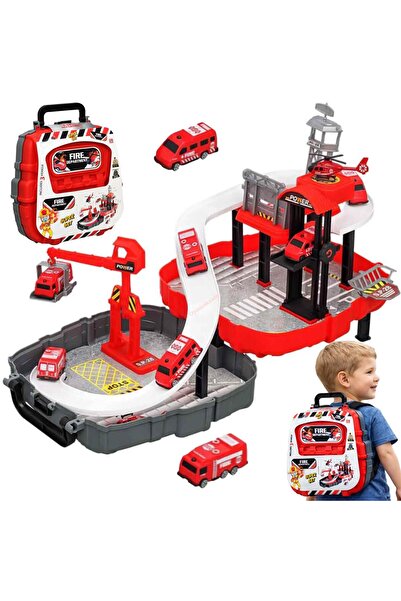 Depomiks Avm Garaj Oyun Seti Sırt Çantalı Taşınabilir Garaj Pisti Itfaiye