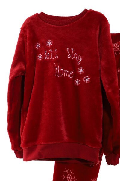 DOFİ Girl's Red Super Soft Winter Christmas Pajama Set Christmas Themed