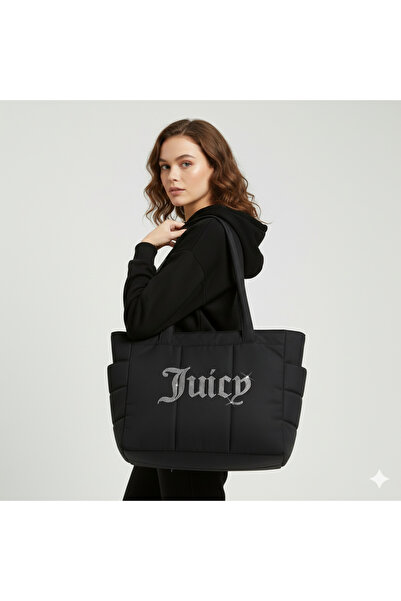 Bozz&Bozz Collection Geantă shopper din țesătură cu relief, Black Juicy Crystal Stone cu imprimeu Napoli Black