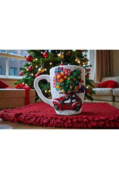 MAKARON SANAT YENİ YIL WOS WOS ARABA ÇAM AĞACI VE HEDİYELER ARAJMANI 3D KABAR...