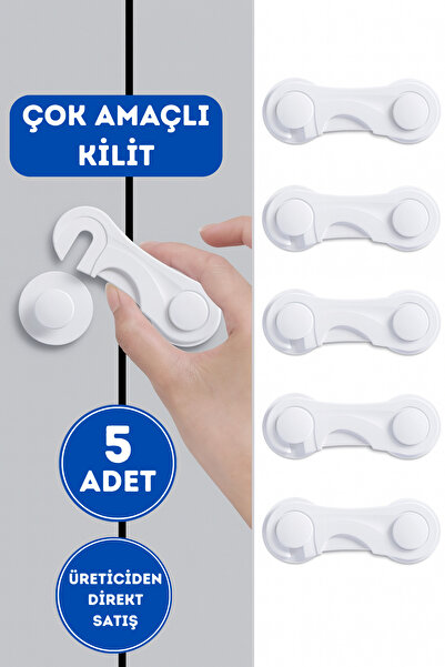 Wappa Baby 5 Adet Kapak Güvenlik Kilidi, Dolap Kilidi, Çekmece Kilidi, Beyaz Eşya Kilidi Çok Amaçlı