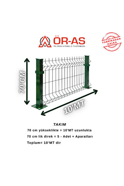 ÖR-AS TEL ÖRGÜ & PANEL ÇİT SİSTEMLERİ 70'Lik Panel Çit Takım  10 Mt + 1 direk...