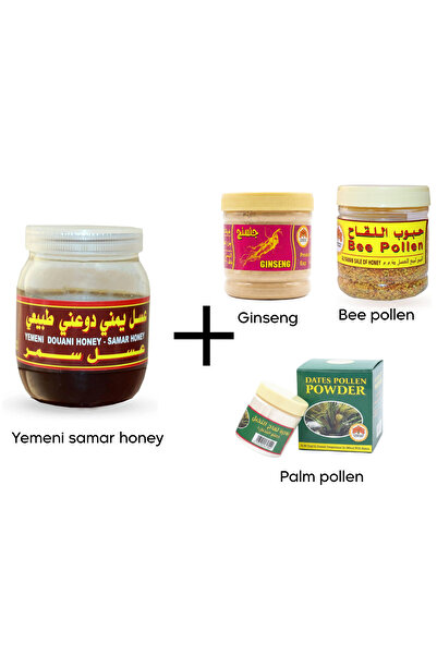 Tayf مزيج العسل اليمني مع الجينسنغ وحبوب لقاح النحل ومسحوق حبوب لقاح النخيل، مزيج طبيعي غني بالعناصر الغذائية