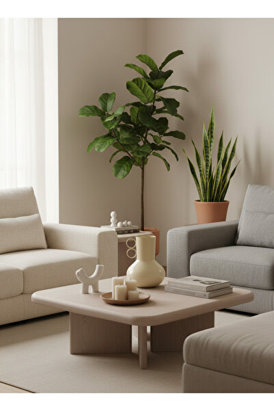 Living مزهرية فولاذية بمقابض، لون بيج لامع، 20.5 سم