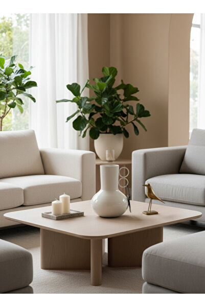 Living مزهرية فولاذية بمقابض، لون أبيض لامع، 20.5 سم