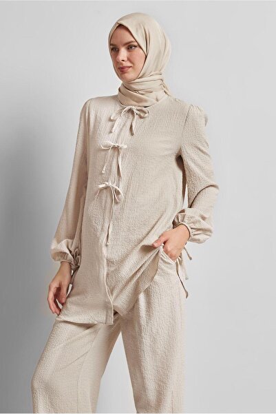 Alvina Lace-Up Detail Pants Suit 45620