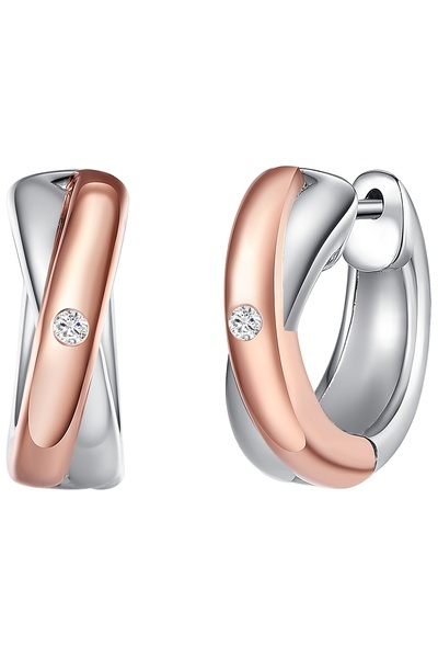 Rafaela Donata Diamantohrcreolen Klappcreolen Sterling Silber bi-Color Diaman...