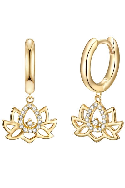 Rafaela Donata Silberohrcreolen Klappcreolen Sterling Silber gelbgold Zirkoni...