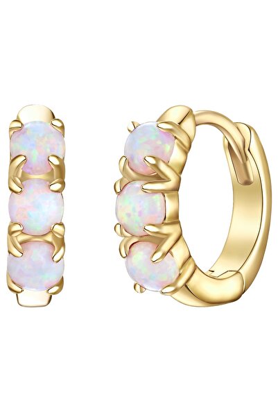 Glanzstücke München Silberohrcreolen Creolen Sterling Silber gelbgold Opal (synth.) weiß