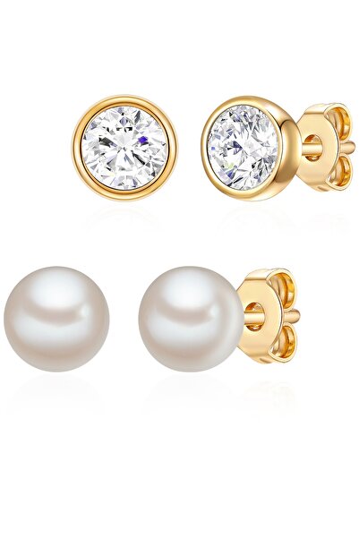 Rafaela Donata Silberohrstecker 2er Set Ohrstecker Sterling Silber gelbgold S...