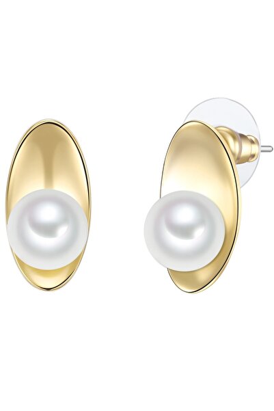 Lulu & Jane Perlenohrhänger Ohrhänger gelbgold Muschelkernperle weiß