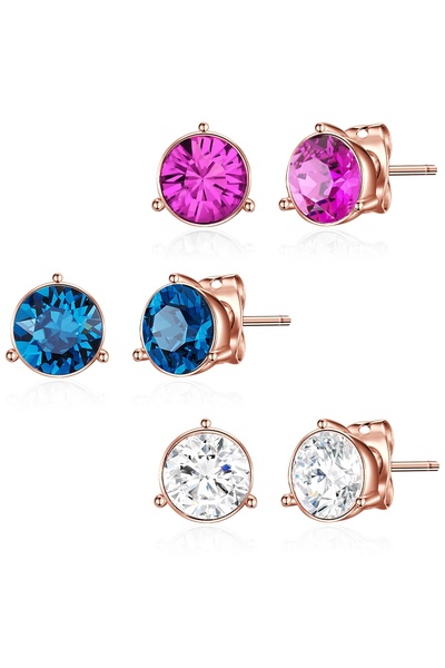 Lulu & Jane Ohrstecker mit Kristallen von Swarovski® 3er Set Ohrstecker roségold verziert mit Kristallen von Swa