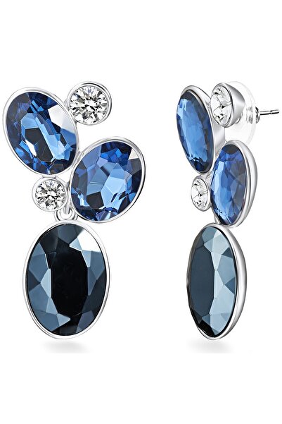 Lulu & Jane Modeschmuckohrhänger Ohrhänger Glaskristall weiß Kunststoff hellblau dunkelblau