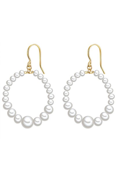 Valero Pearls Perlenohrhänger Ohrhänger Sterling Silber gelbgold Süßwasser-Zuchtperle weiß