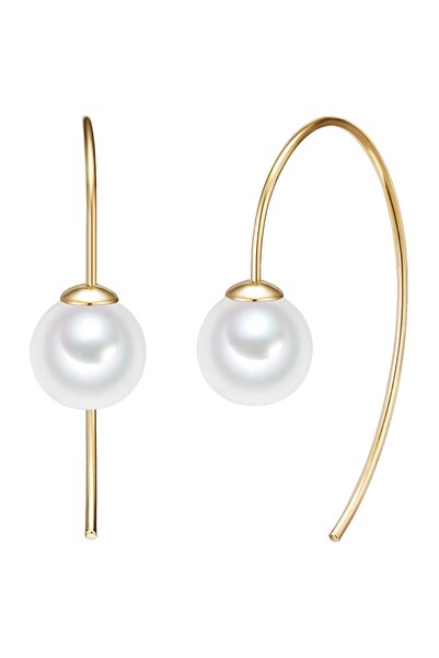 Lulu & Jane Perlenohrhänger Ohrhänger gelbgold Muschelkernperle weiß