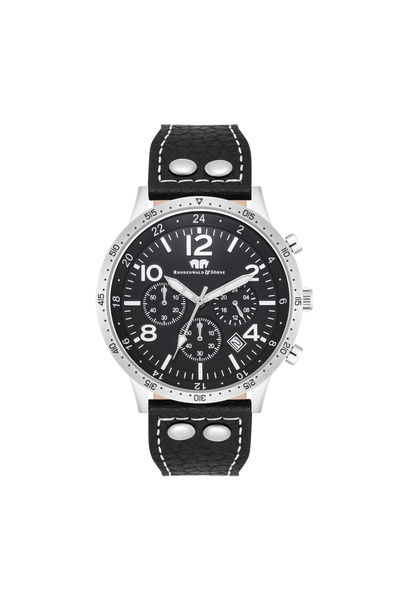 Rhodenwald & Söhne Chronograph Herren Chronograph silber Echtleder schwarz