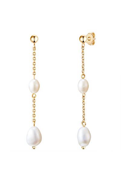 Valero Pearls Edelstahlohrhänger Ohrhänger Edelstahl gelbgold Süßwasser-Zucht...