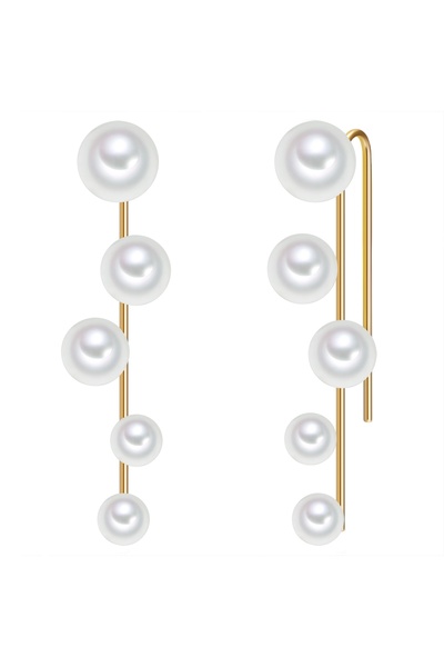 Lulu & Jane Perlenohrhänger Ohrhänger gelbgold Muschelkernperle weiß