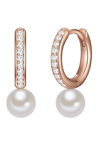 Valero Pearls Silberohcreolen Creolen Sterling Silber roségold Süßwasser-Zuch...