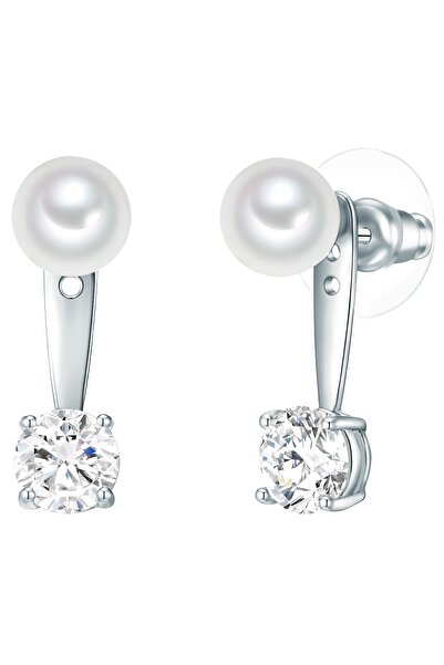 Lulu & Jane Perlenohrhänger Ohrhänger Muschelkernperle weiß Glaskristall weiß