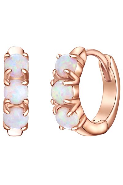 Glanzstücke München Silberohrcreolen Creolen Sterling Silber roségold Opal (synth.) weiß