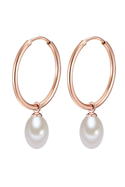 Valero Pearls Silberohrcreolen Creolen Sterling Silber roségold Süßwasser-Zuc...