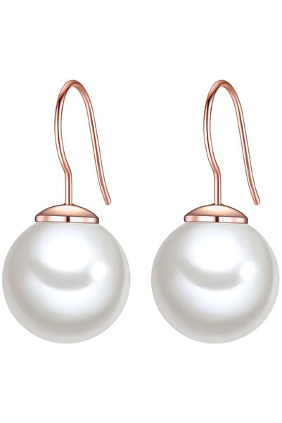 Lulu & Jane Perlenohrhänger Ohrhänger roségold Muschelkernperle weiß