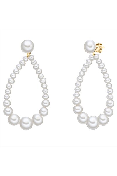 Valero Pearls Perlenohrhänger Ohrhänger Sterling Silber gelbgold Süßwasser-Zu...