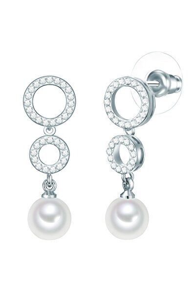 Lulu & Jane Perlenohrhänger Ohrhänger Muschelkernperle weiß Glaskristall weiß