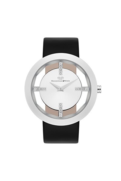 Rhodenwald & Söhne Quarzuhr Damen Quarzuhr silber Echtleder schwarz