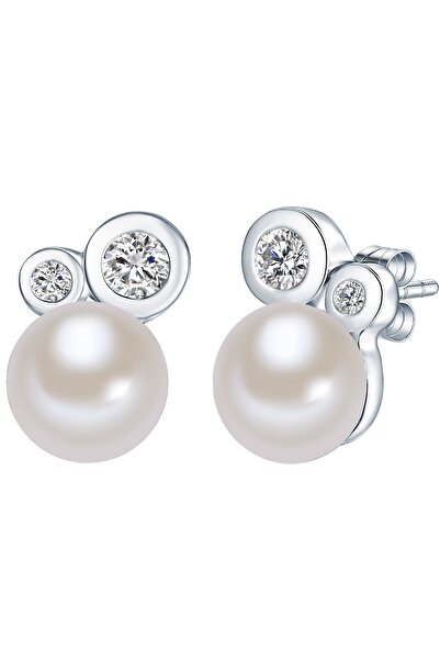 Valero Pearls Perlenohrstecker Ohrstecker Sterling Silber Süßwasser-Zuchtperle weiß Zirkonia weiß