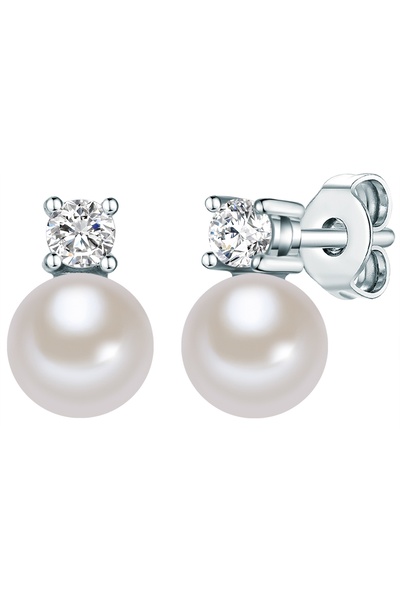 Lulu & Jane Silberohrstecker Ohrstecker Sterling Silber Perle (synth.) weiß Z...