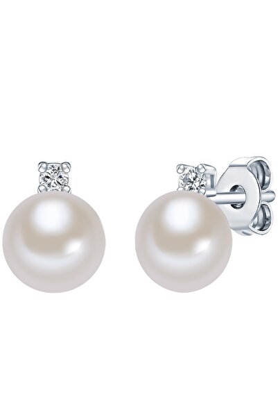 Valero Pearls Perlenohrstecker Ohrstecker Sterling Silber Süßwasser-Zuchtperle weiß Zirkonia weiß