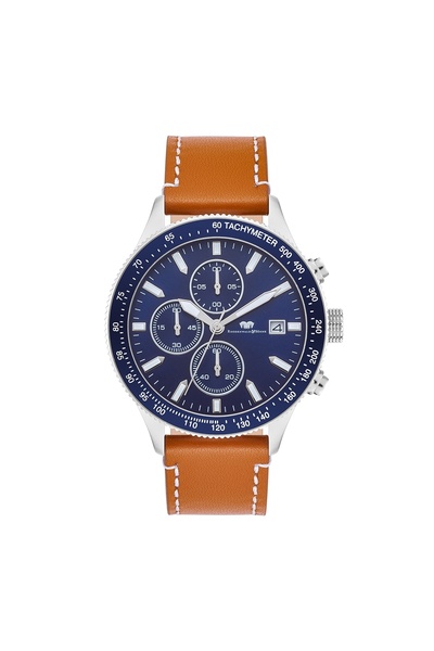 Rhodenwald & Söhne Chronograph Herren Chronograph silber Echtleder braun