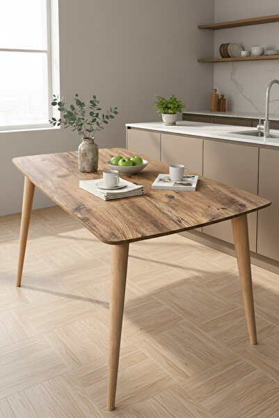 UMS MOBİLYA 80 x 140 Zen Yemek Masası–Mutfak Masası-Salon Masası-Ahşap Ayaklı...