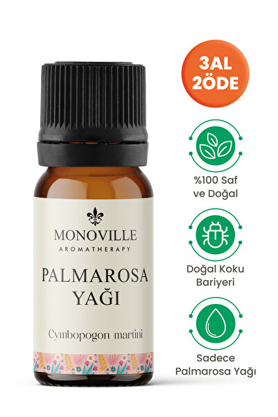 Monoville Palmarosa Uçucu Yağı 10 ml %100 Saf ve Doğal (Palmarosa Essential Oil)