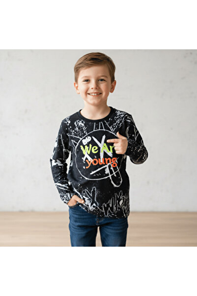 Mackays Boy's Sweat-Shirt Printed Black Thin