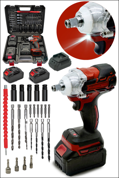 MOONSHOP Pro Seri 48VF Çift Akülü Somun Bijon Sökme Takma Sıkma Matkap Kömürs...